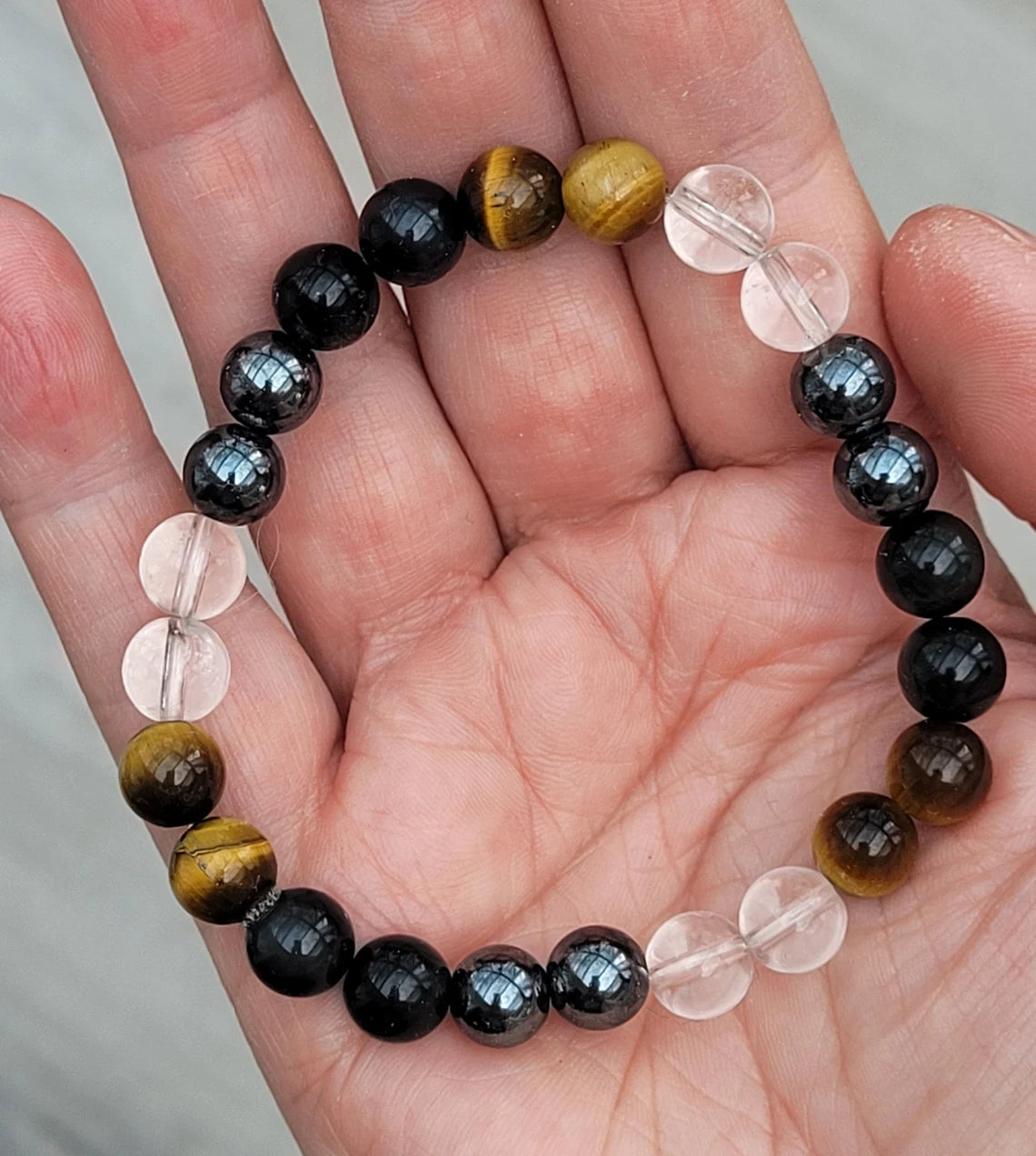 AAA+  Ultimate Quadruple Protection Bracelet, Accident and Negative Energy Protection Bracelet, Good Luck Bracelet, Beaded Bracelet, Unisex Crystal Healing