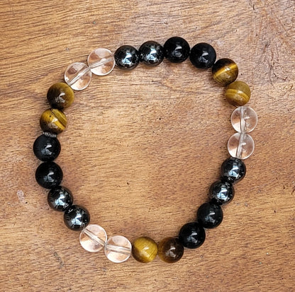 AAA+  Ultimate Quadruple Protection Bracelet, Accident and Negative Energy Protection Bracelet, Good Luck Bracelet, Beaded Bracelet, Unisex Crystal Healing