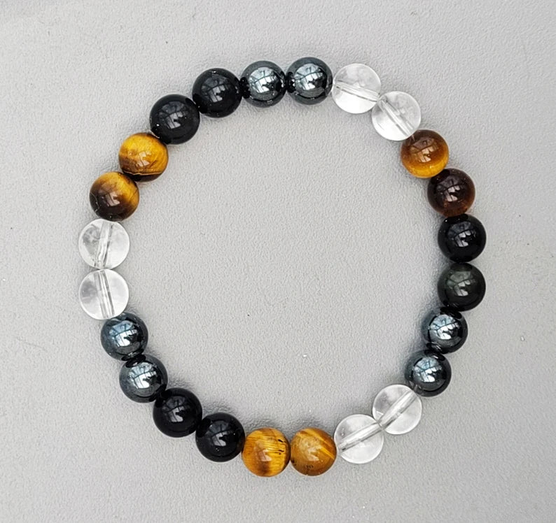 AAA+  Ultimate Quadruple Protection Bracelet, Accident and Negative Energy Protection Bracelet, Good Luck Bracelet, Beaded Bracelet, Unisex Crystal Healing