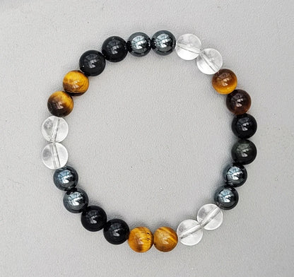 AAA+  Ultimate Quadruple Protection Bracelet, Accident and Negative Energy Protection Bracelet, Good Luck Bracelet, Beaded Bracelet, Unisex Crystal Healing
