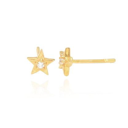 Extra Tiny Sparkly Star Stud Earrings in Sterling Silver, Very Small Star Earrings, CZ Pave Stacking Earrings, Christmas's Day Gifts