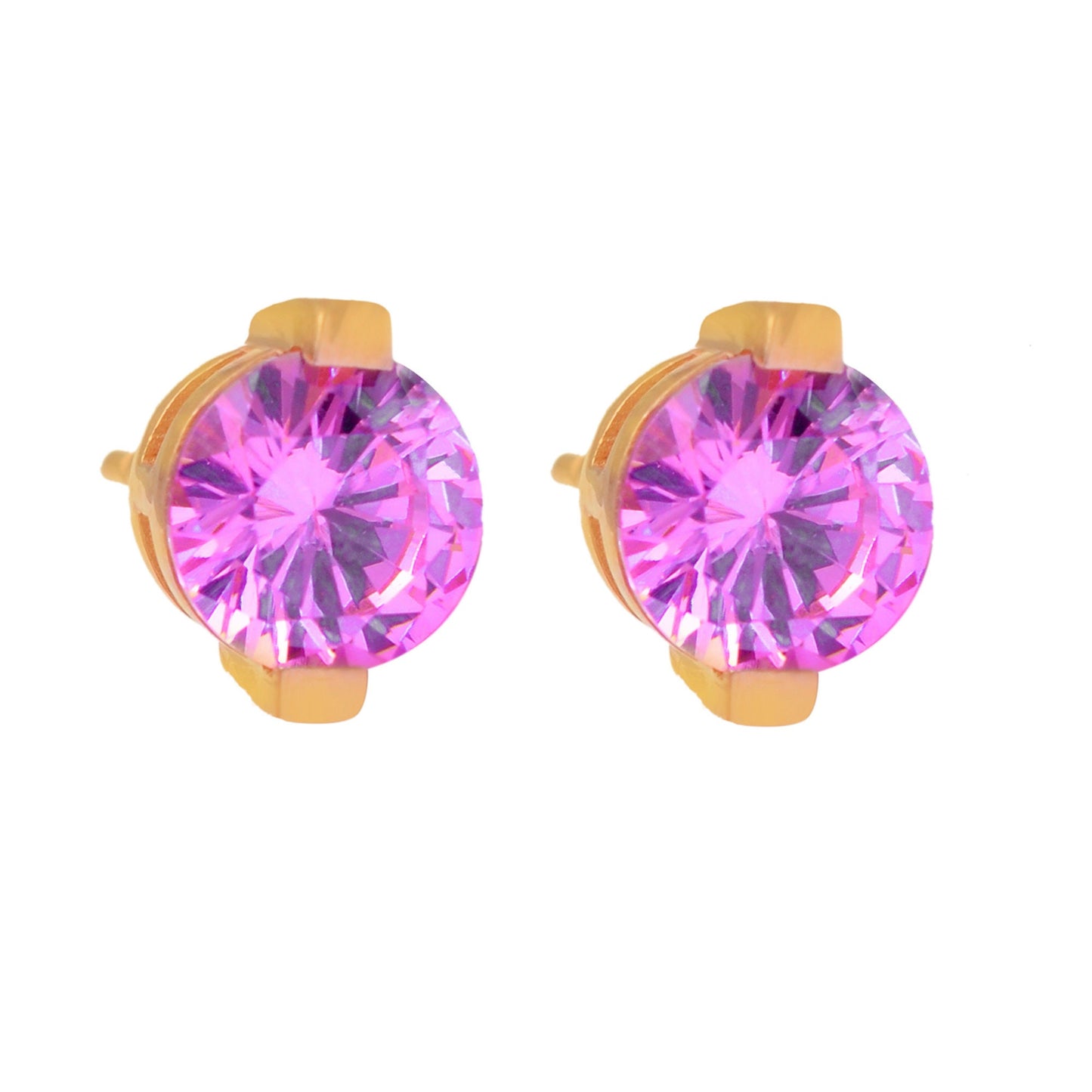 Minimal Stud Labmade Pink Sapphire Earring
