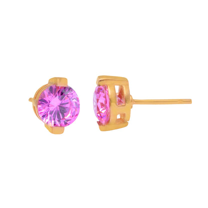 Minimal Stud Labmade Pink Sapphire Earring