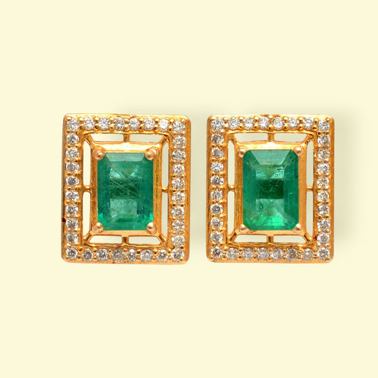 Lab Made Emerald CZ \ Moissanite Stud Earrings 925 Sterling Silver, Dainty Wedding Jewelry,Gemstone Earrings for Her,Gift for her Valentine