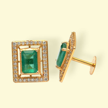 Lab Made Emerald CZ \ Moissanite Stud Earrings 925 Sterling Silver, Dainty Wedding Jewelry,Gemstone Earrings for Her,Gift for her Valentine