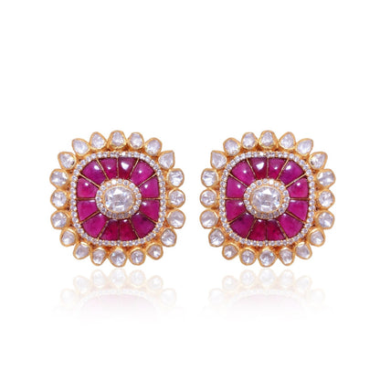 Ruby Stud Earrings, Silver Stud Earring, Moissanite Earrings, 925 Sterling Silver Valentine Day Gift, Gemstone Earring, Wedding Earrings