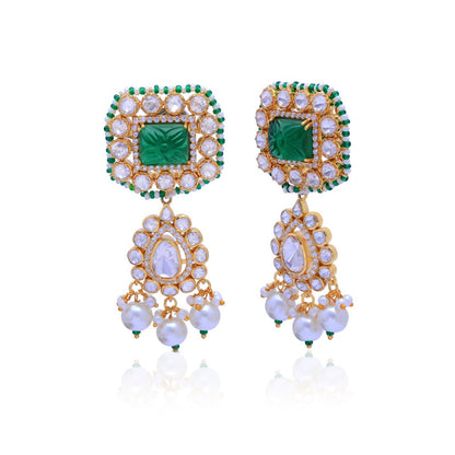 Gorgeous White Miossanite Earring, Dangle Drop Earring, Emerald Earrings, 925 Sterling Silver Earring, Pearl Earring  classy wedding earring