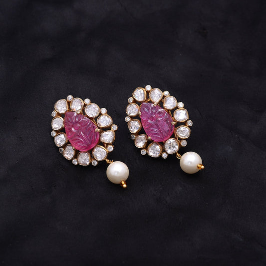 Ruby Stud Earrings, handmade Earrings, Moissanite Earring, 925 Sterling Silver Drop Earring, Wedding Earring, Gift For Her, gift Earrings