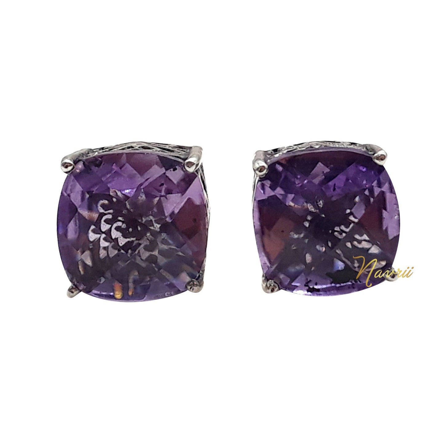 Natural Purple Amethyst Stud Dainty Earring