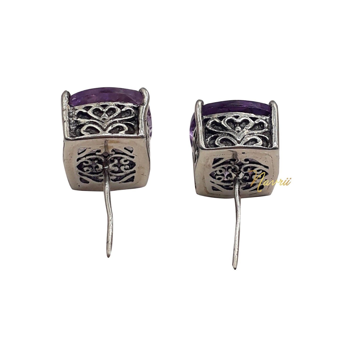 Natural Purple Amethyst Stud Dainty Earring