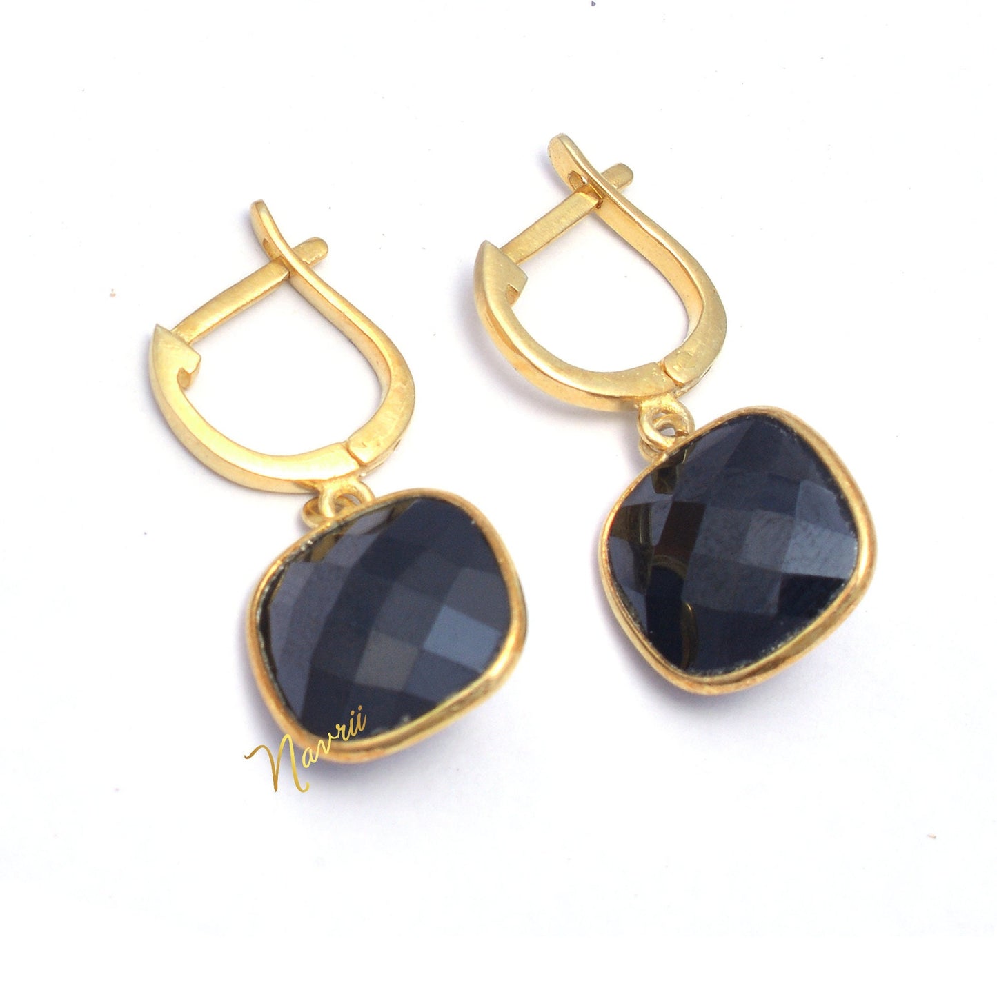 Natural Black Onyx Dangling Earrings