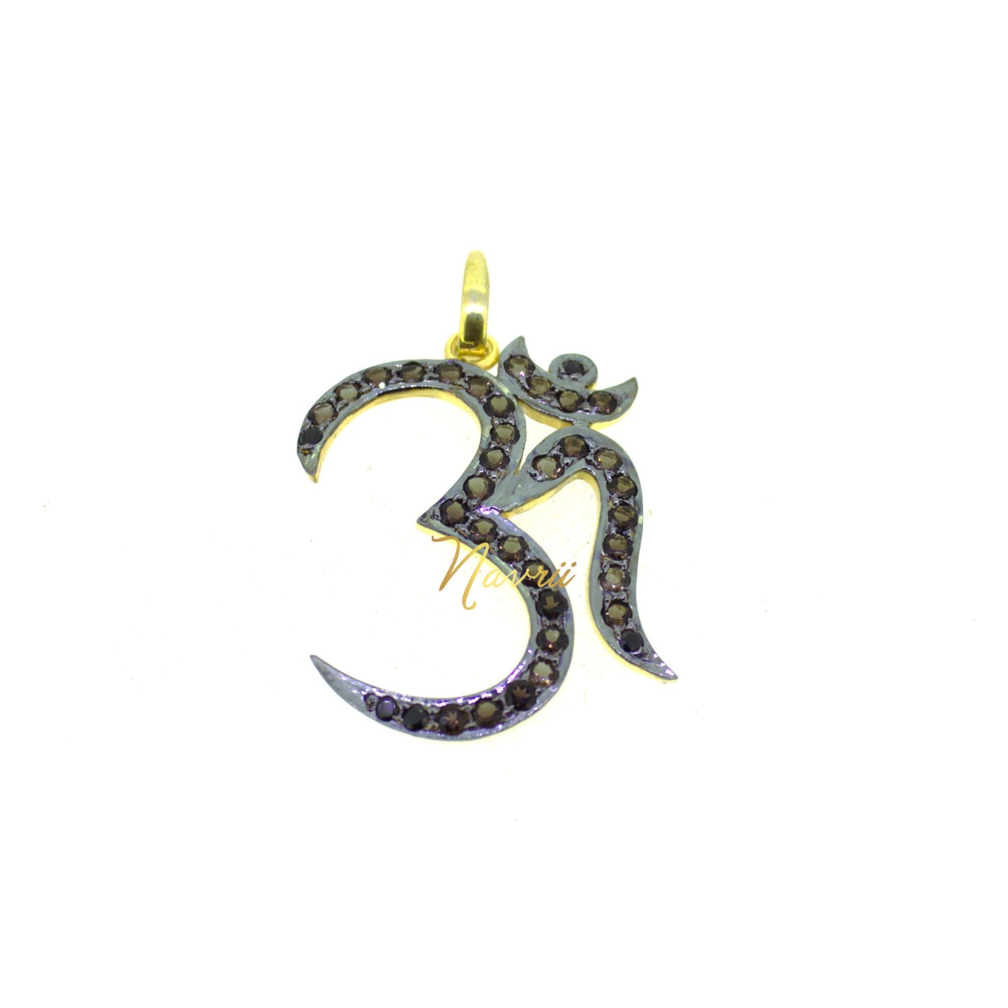 Natural Smokey Quartz Om Pendant, Citrine & Black onyx Om Pendant