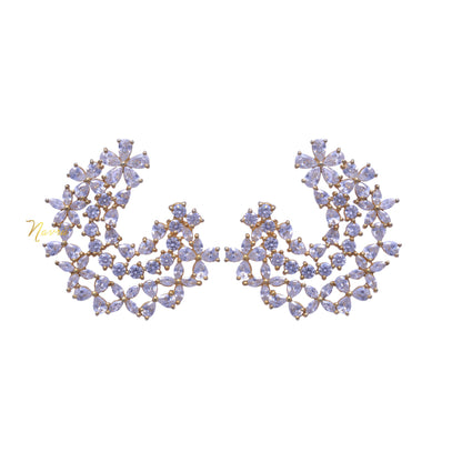 Handmade 925 Sterling Silver Pear Cut Cz Flower Stud Earring