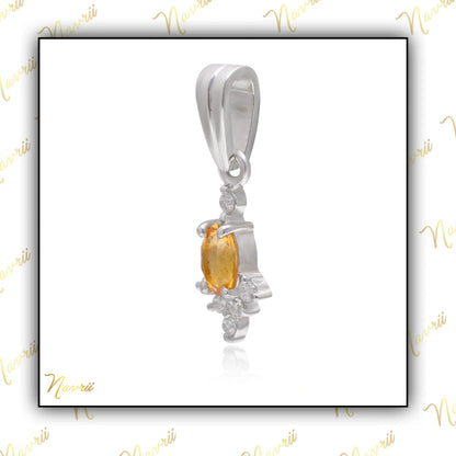 925 Sterling Silver Natural Citrine Charm Pendant, Dainty Citrine Pendant, Charm Necklace Pendant, Minimal Necklace, Tiny Charm Pendant