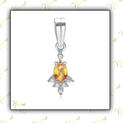 925 Sterling Silver Natural Citrine Charm Pendant, Dainty Citrine Pendant, Charm Necklace Pendant, Minimal Necklace, Tiny Charm Pendant