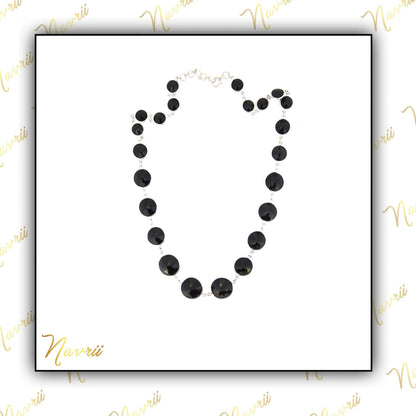 925 Sterling Silver Natural Black Onyx Tennis Necklace