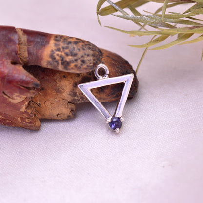 Natural Lolite Halo Charm Gemstone Pendant