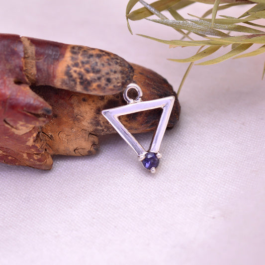 Natural Lolite Halo Charm Gemstone Pendant
