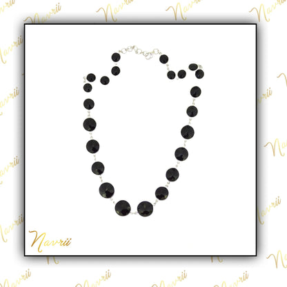 925 Sterling Silver Natural Black Onyx Tennis Necklace