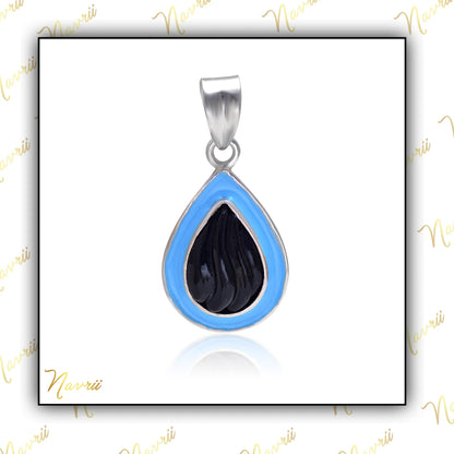 925 Sterling Silver Natural Black Onyx Enamel Pendant, Onyx Pendant Necklace, Black Gemstone Pendant, Enamel Charm Pendant, Women Jewelry