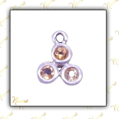 925 Sterling Silver Natural Citrine Three Stone Charm Pendant