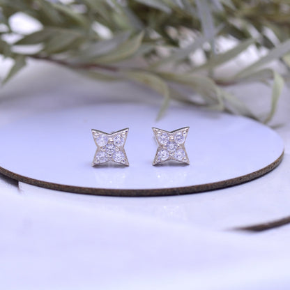 Star Stud Earrings 925 Sterling Silver Cubic Zirconia