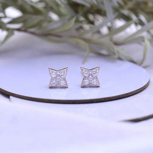 Star Stud Earrings 925 Sterling Silver Cubic Zirconia