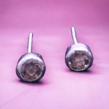 925 Sterling Silver Natural Smokey Quartz Stud Earrings
