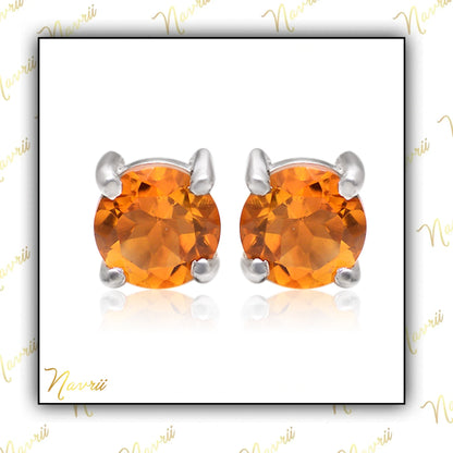 Magical Citrine Stud Earrings -Sterling Silver Gemstone Jewelry