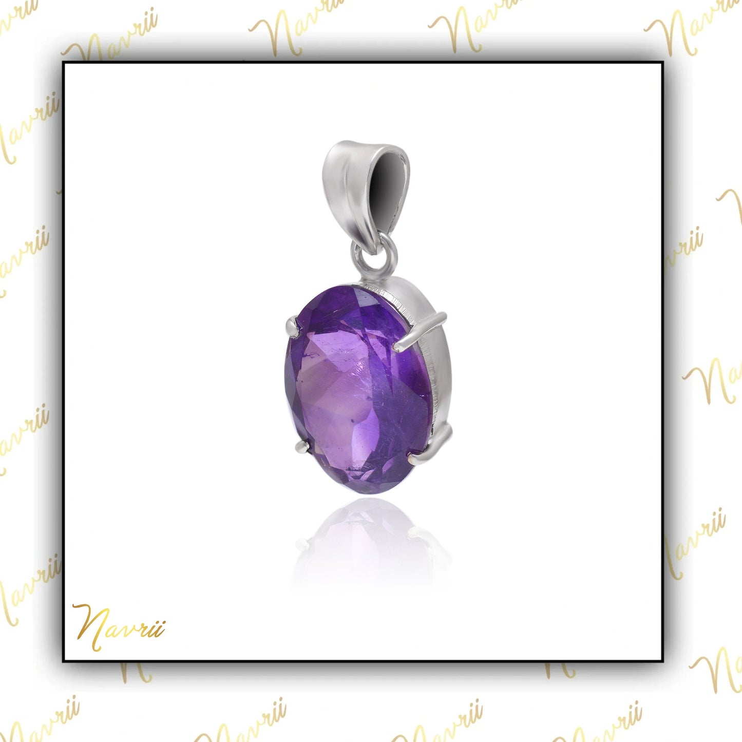 Natural Amethyst Solitaire Pendant