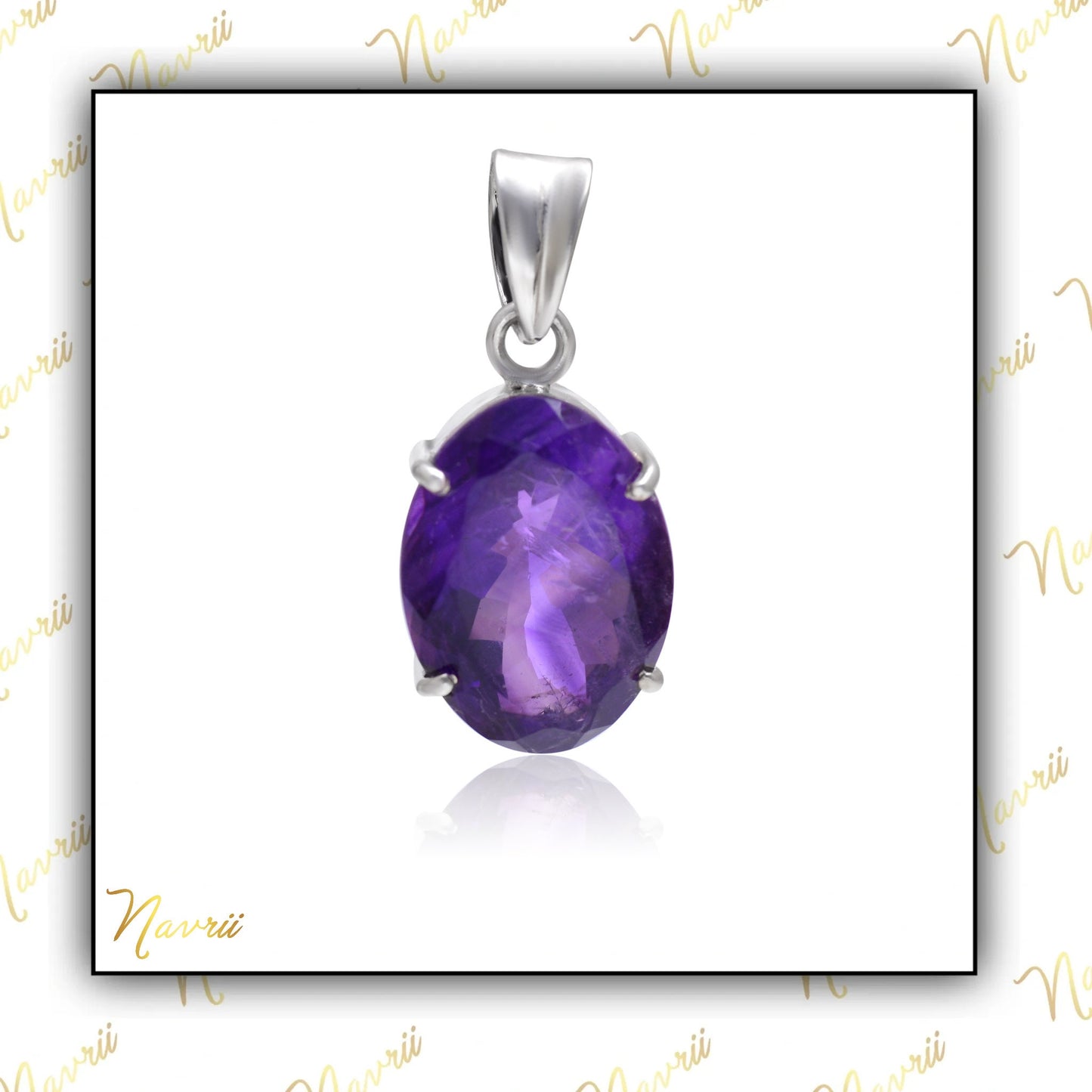 Natural Amethyst Solitaire Pendant