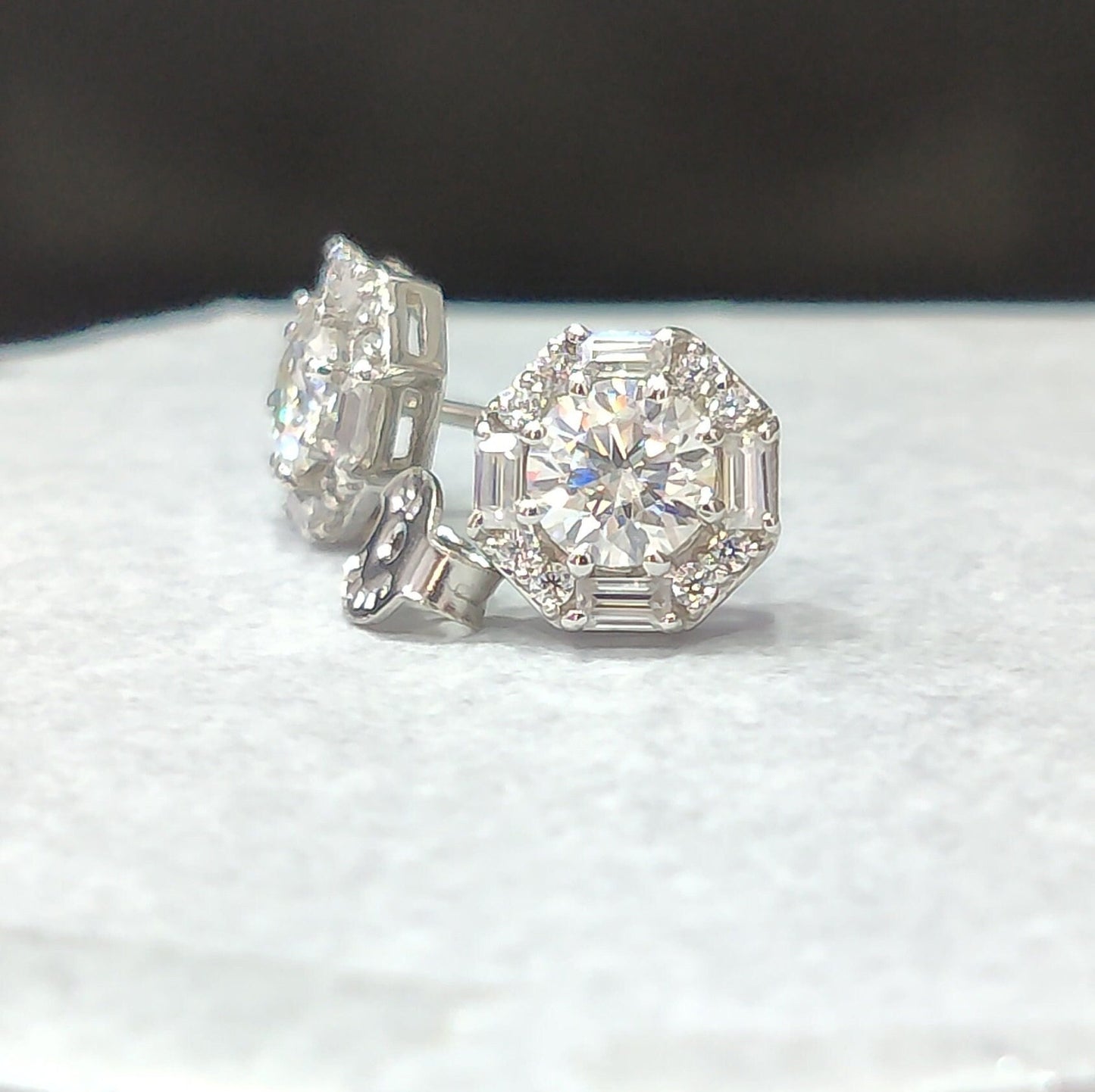 GRA Certified Moissanite Stud Earrings Pear Moissanite for women Gift For Her diamond earrings  birthday gift everyday earring trillion