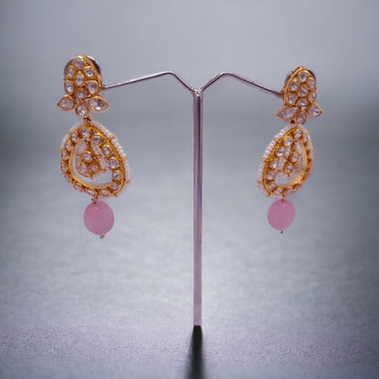 Silver Moissanite Polki Earring, Statement Polki Earring, Indian Wedding Jewelry, Indian Jewelry, Indian Traditional Jewelry, Chandbali Gift