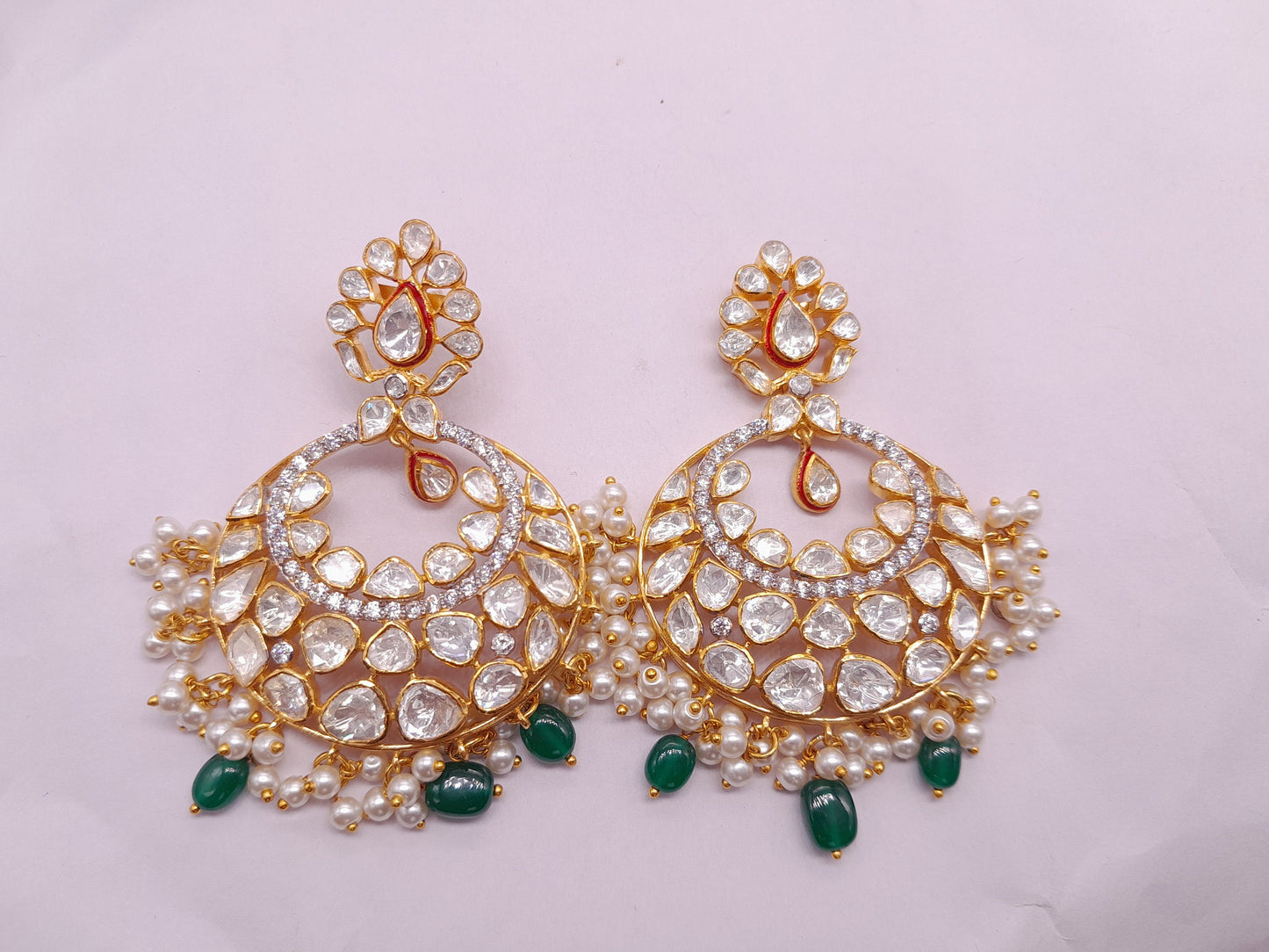 Silver Moissanite Polki Earring, Moissanite Kundan Earring, 925 Silver Earring, Bridal Jewelery, Traditional Jewelery, Statement Earring