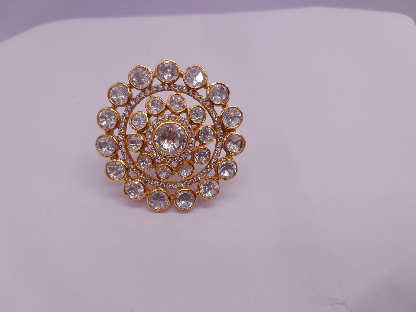 Silver Moissanite Polki Ring, Indian Wedding Jewelery, Statement Ring, Indian Traditional Ring, Bridal Jewellery, Moissanite Kundan Ring