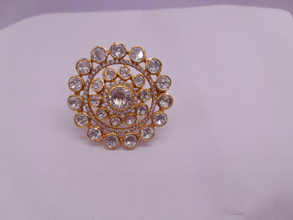 Silver Moissanite Polki Ring, Indian Wedding Jewelery, Statement Ring, Indian Traditional Ring, Bridal Jewellery, Moissanite Kundan Ring