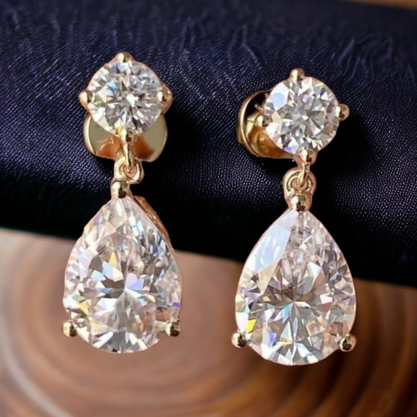 9x7 Pear Natural Certified Moissanite Stud, Moissanite