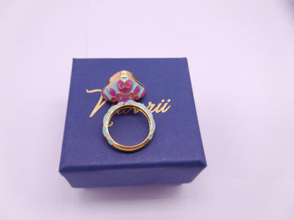 Silver Moissanite Polki Ring, Enamel Ring, Enamel Polki Ring, Solitaire Polki Ring, Indian Wedding Ring, Traditional Ring, Bridal Jewelry