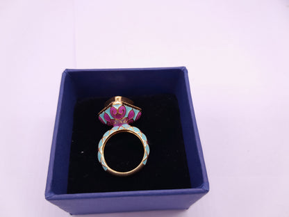 Silver Moissanite Polki Ring, Enamel Ring, Enamel Polki Ring, Solitaire Polki Ring, Indian Wedding Ring, Traditional Ring, Bridal Jewelry
