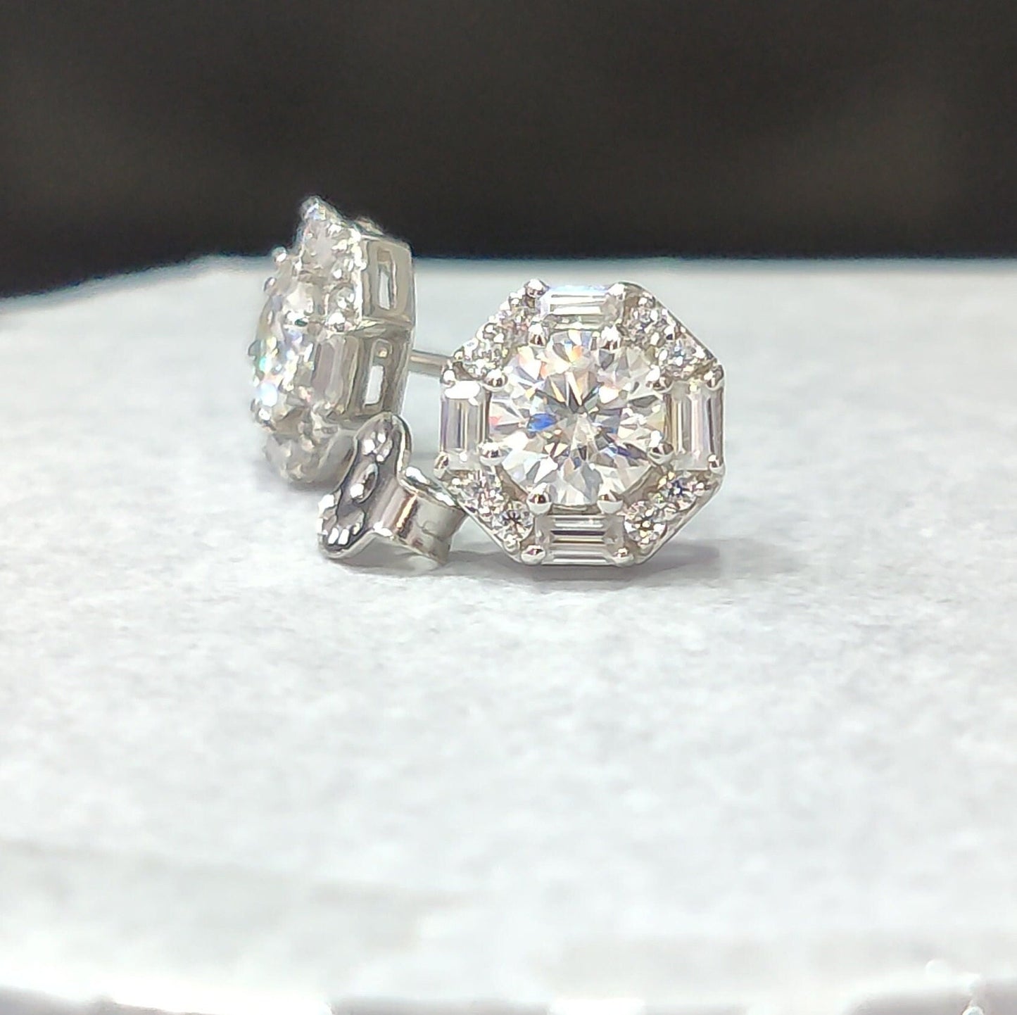 GRA Certified Moissanite Stud Earrings Pear Moissanite for women Gift For Her diamond earrings  birthday gift everyday earring trillion