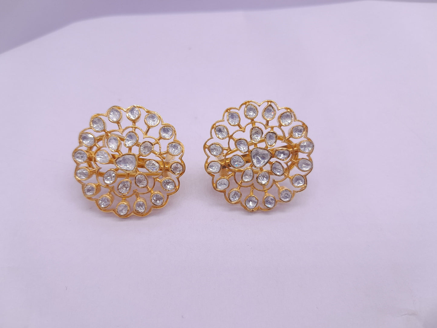 Silver Moissanite Polki Earring, Indian Wedding Jewelery, Moissanite Polki Stud, Statement Earring Studs, Everyday wear Earrings, Earrings