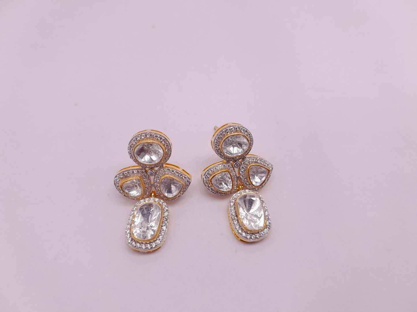 Moissanite Polki Kundan Earring Silver Indian Polki Earrings Diamond Vintage Handmade Jewelry Wedding Anniversary Gift For Her Polki Kundan