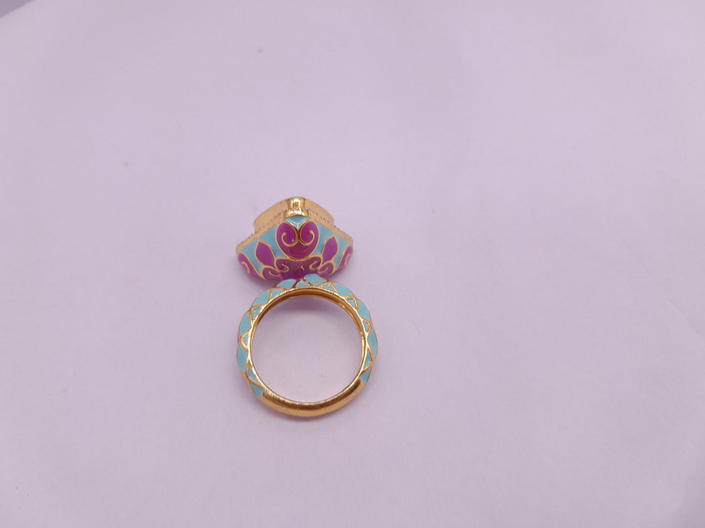 Silver Moissanite Polki Ring, Enamel Ring, Enamel Polki Ring, Solitaire Polki Ring, Indian Wedding Ring, Traditional Ring, Bridal Jewelry