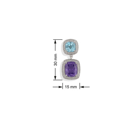 Radiant Lab-Made Gemstone Dangle Drop Earrings