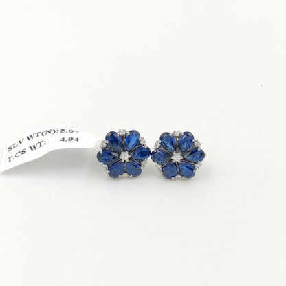 Gemstone Stud Earring Bridal Earrings,Lab made gemstone earring, Gift For Her,Bridal Blue Earrings,Gift for mom,birthday,Statement Earring