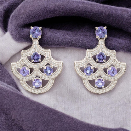 Lab made Light Blue Sapphire Dangle Drop Earrings