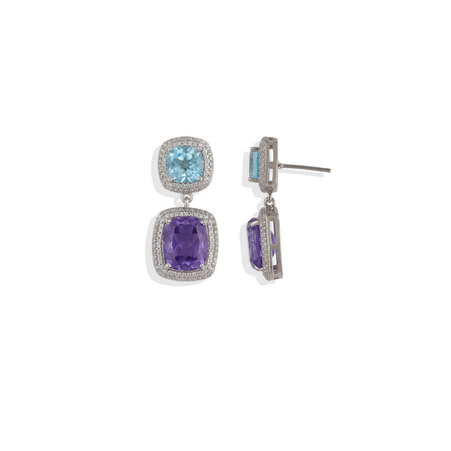 Radiant Lab-Made Gemstone Dangle Drop Earrings