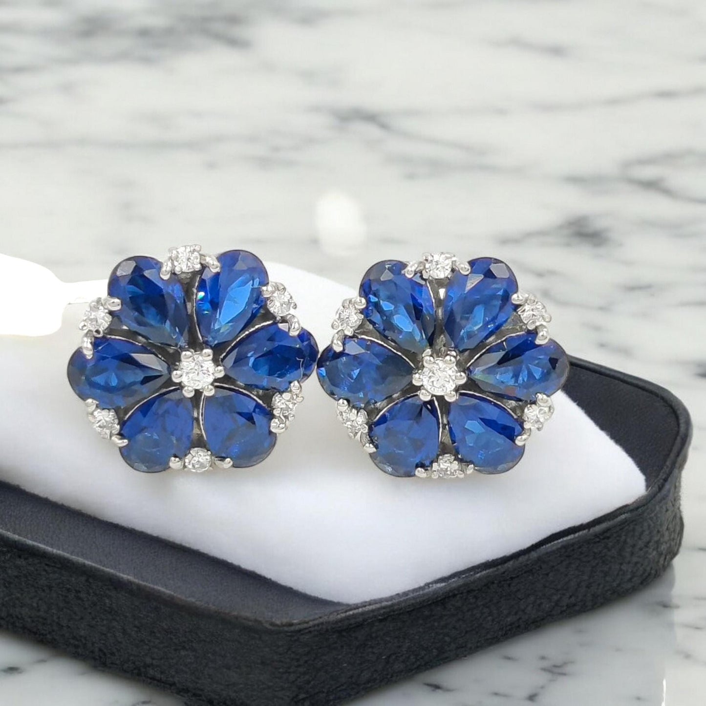 Gemstone Stud Earring Bridal Earrings,Lab made gemstone earring, Gift For Her,Bridal Blue Earrings,Gift for mom,birthday,Statement Earring