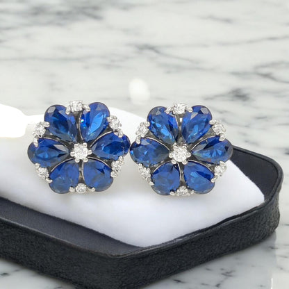 Gemstone Stud Earring Bridal Earrings,Lab made gemstone earring, Gift For Her,Bridal Blue Earrings,Gift for mom,birthday,Statement Earring