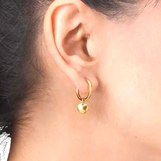 Heart Hoop Earrings Sterling Silver Huggie Heart Charm  Gold Plated | Gold Hoops | Sterling Silver Jewelry Small Heart Hoop Earrings